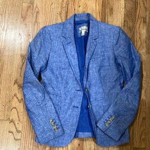 J. Crew, Linen Schoolboy Blazer, Blue, Size 0